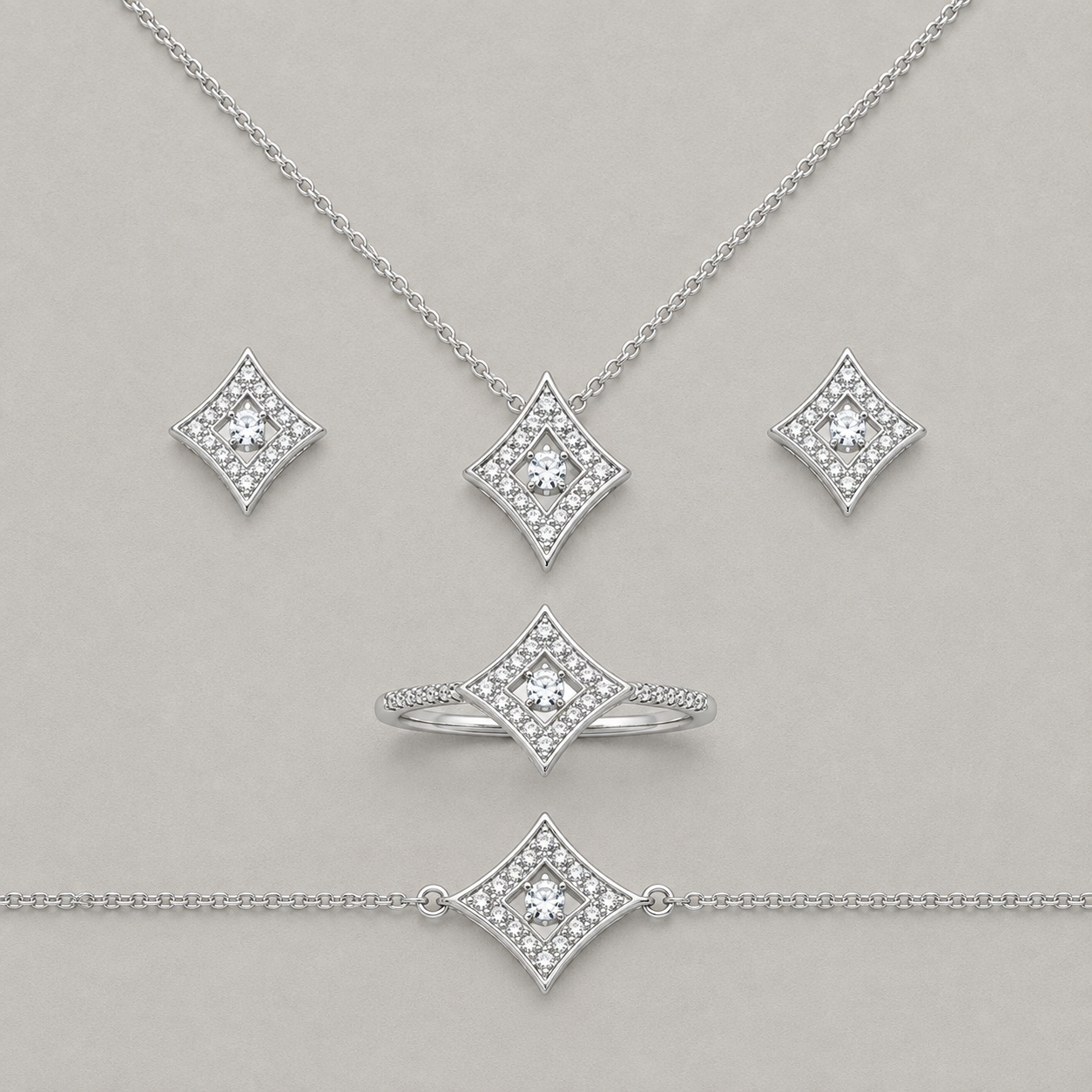 Geometric Rhombus Cut-Out Jewelry Set