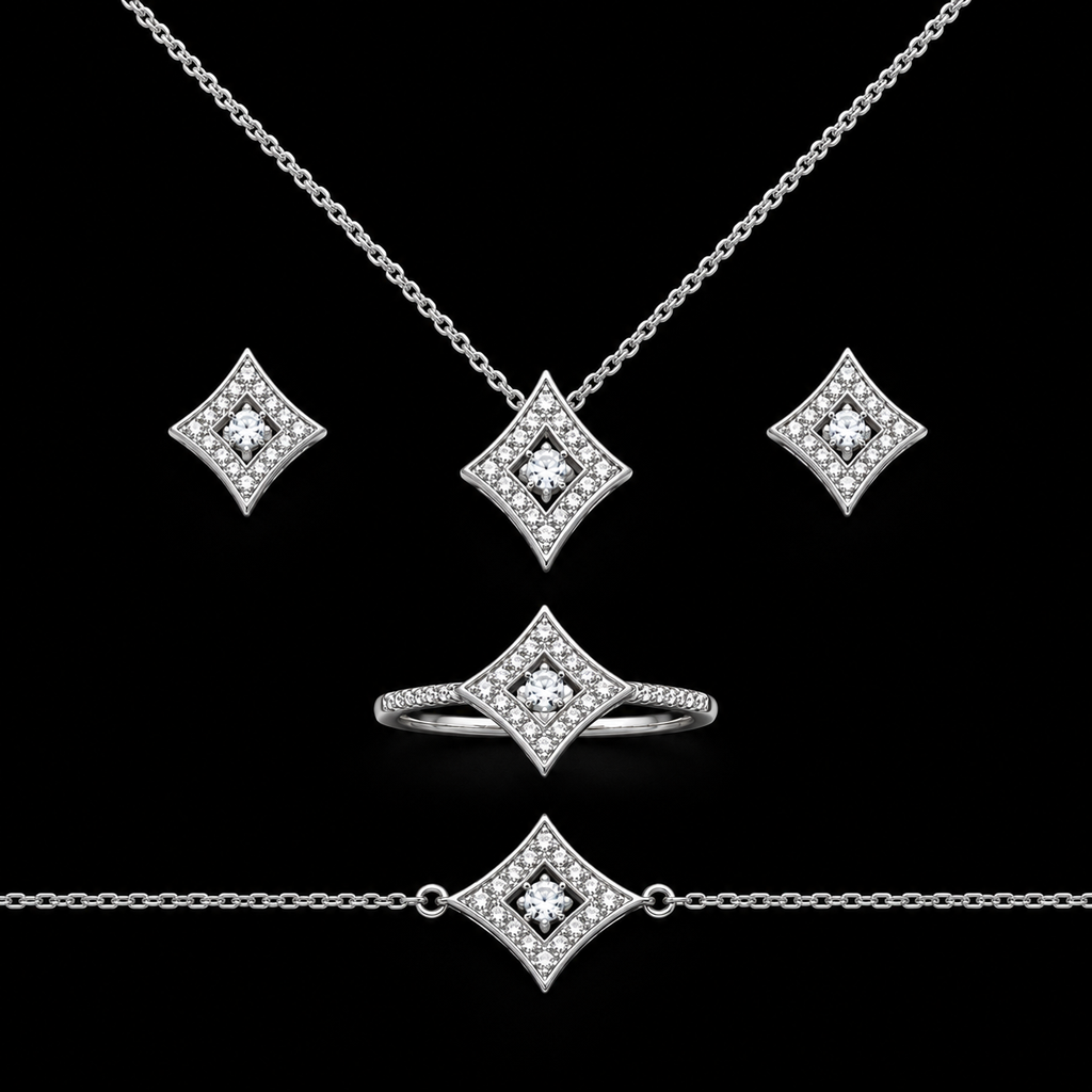 Geometric Rhombus Cut-Out Jewelry Set