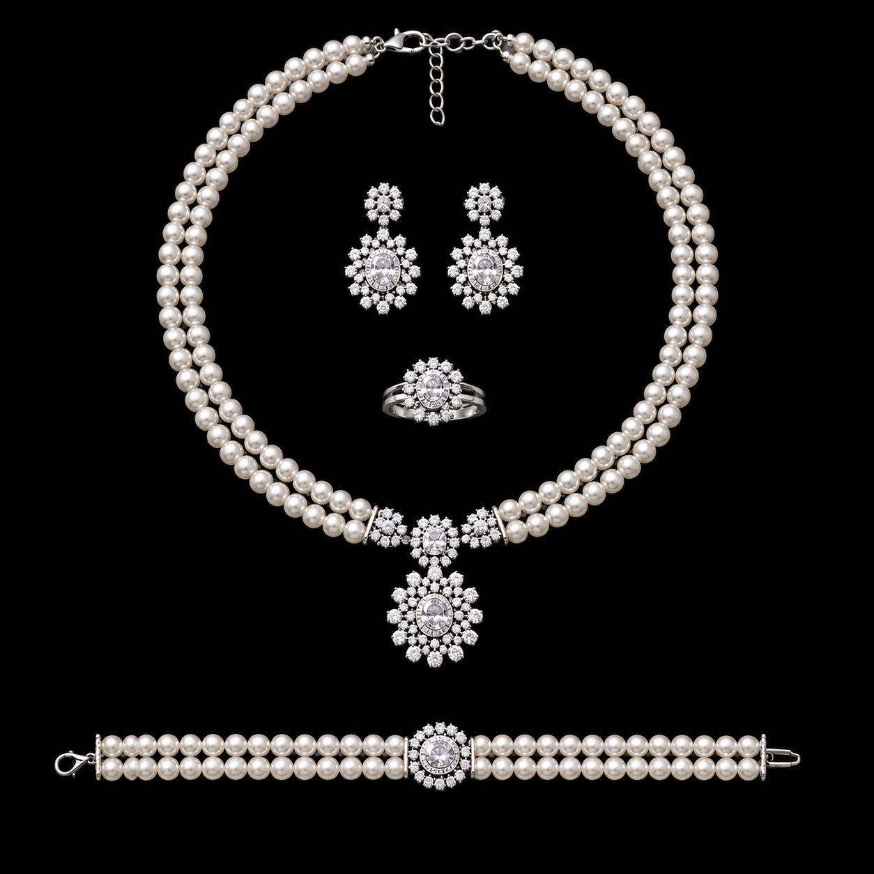 Double-Strand Pearl Jewelry Set