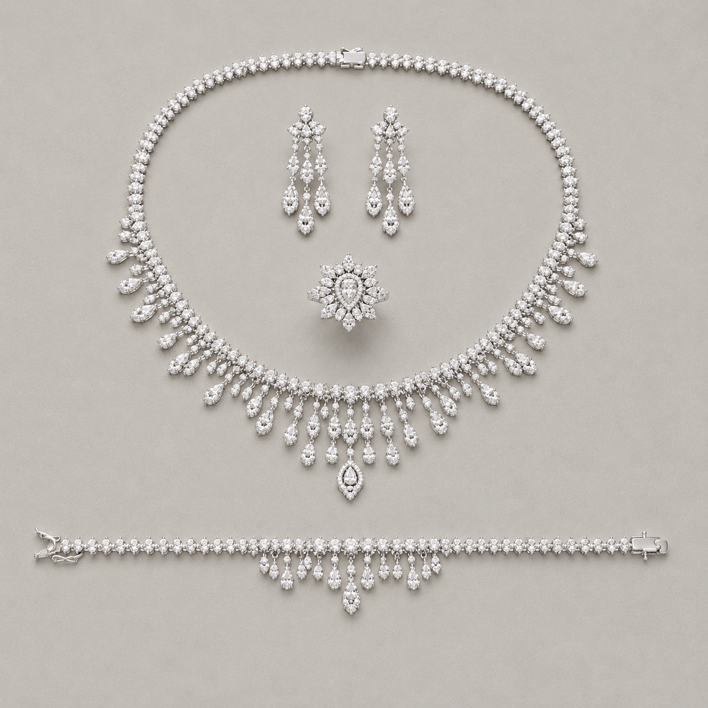 Chandelier Design Pear-Cut Crystals Set