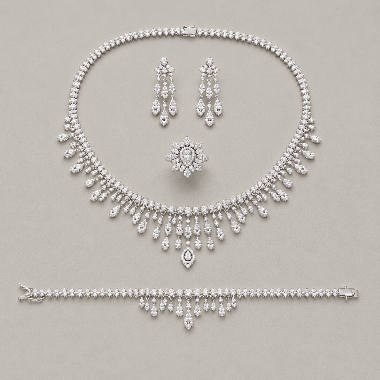 Chandelier Design Pear-Cut Crystals Set