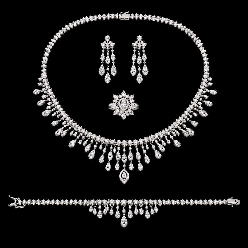 Chandelier Design Pear-Cut Crystals Set