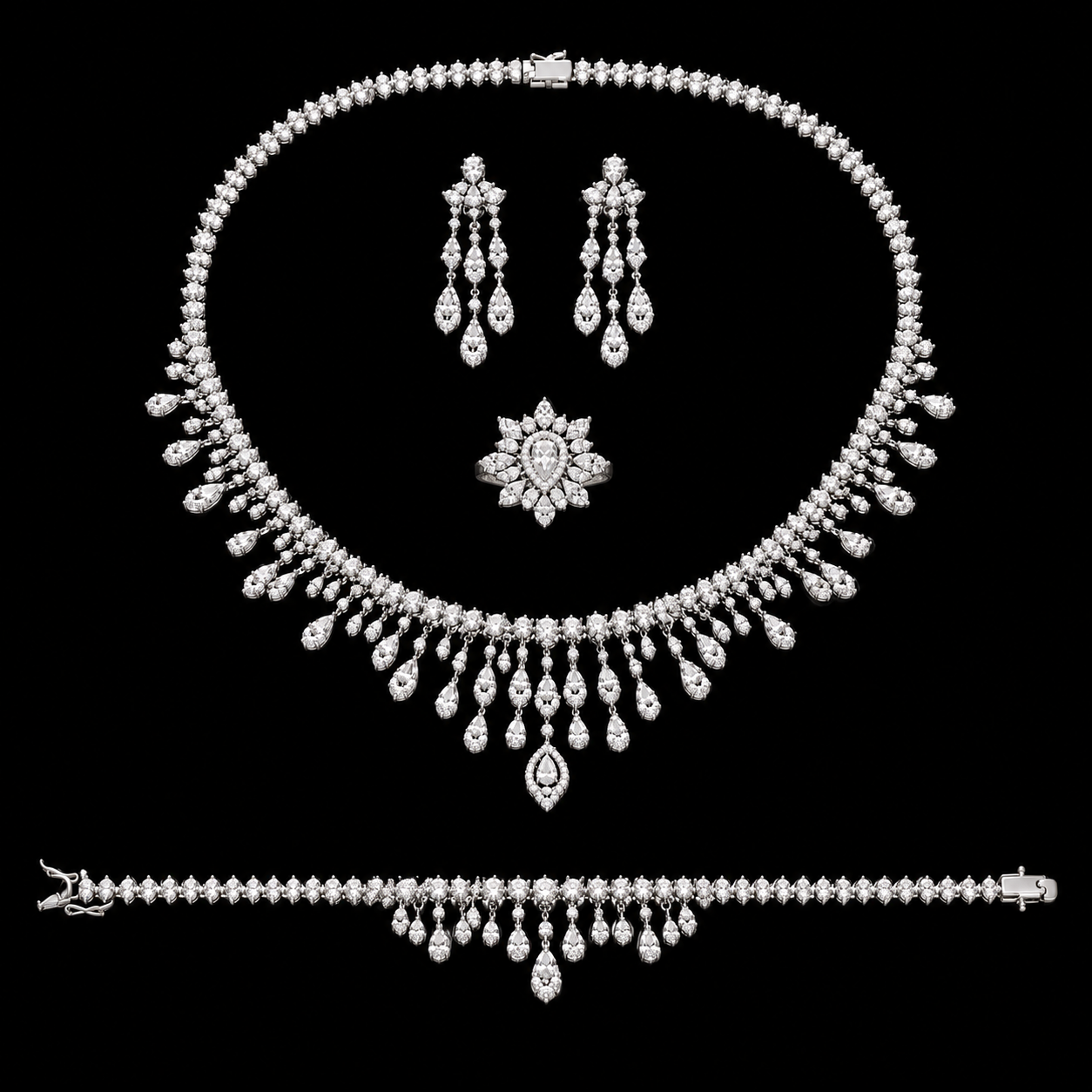 Chandelier Design Pear-Cut Crystals Set