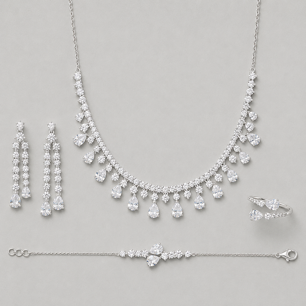 Cluster Pear Cut Jewelry Set