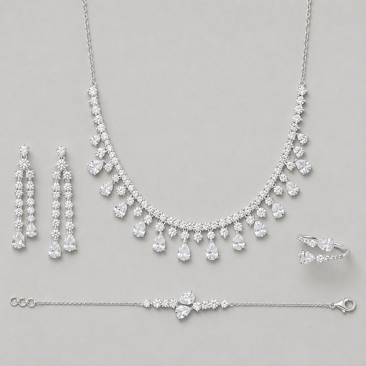 Cluster Pear Cut Jewelry Set