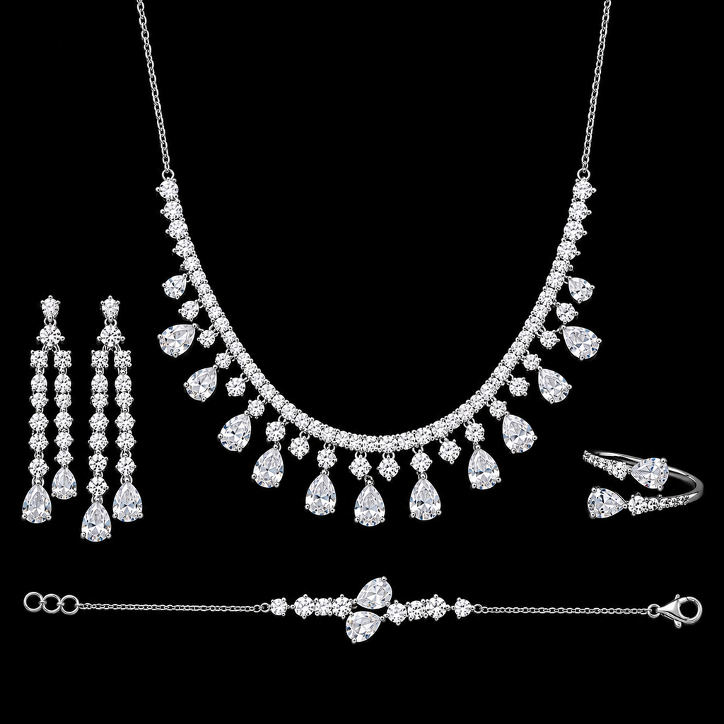 Cluster Pear Cut Jewelry Set
