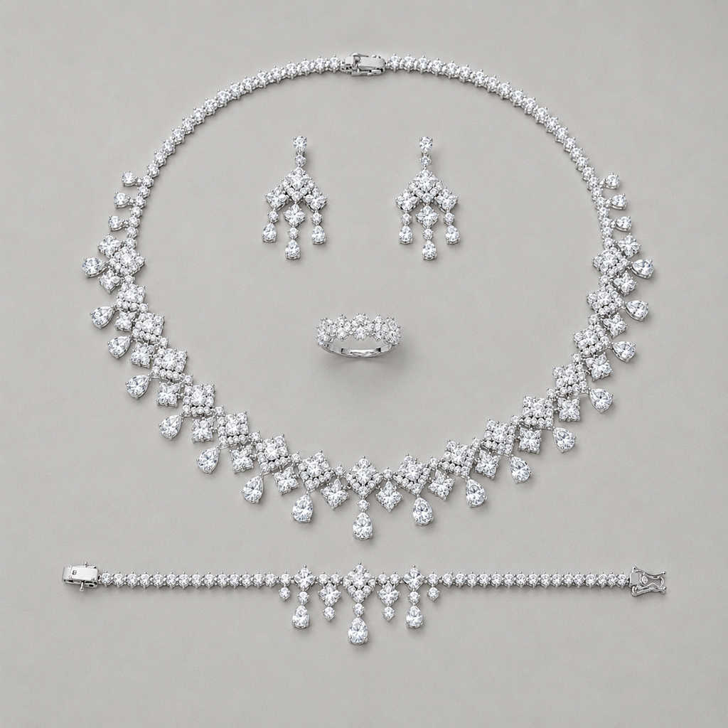 Radiant Square and Pear-Cut Crystals Set