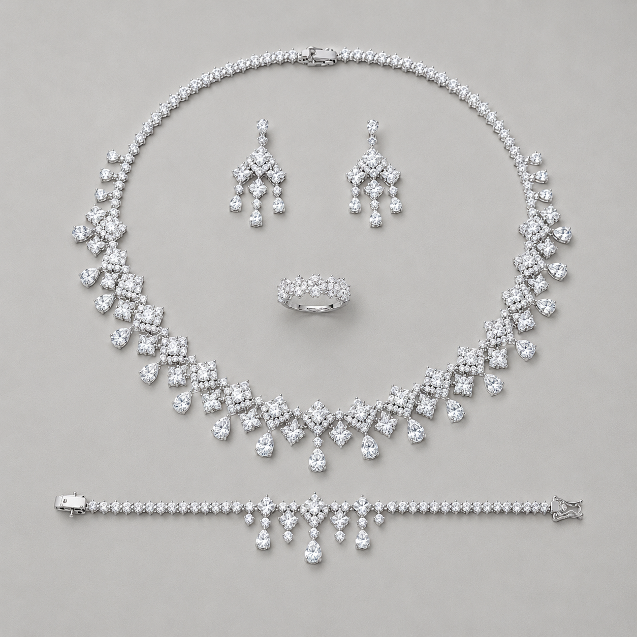 Radiant Square and Pear-Cut Crystals Set