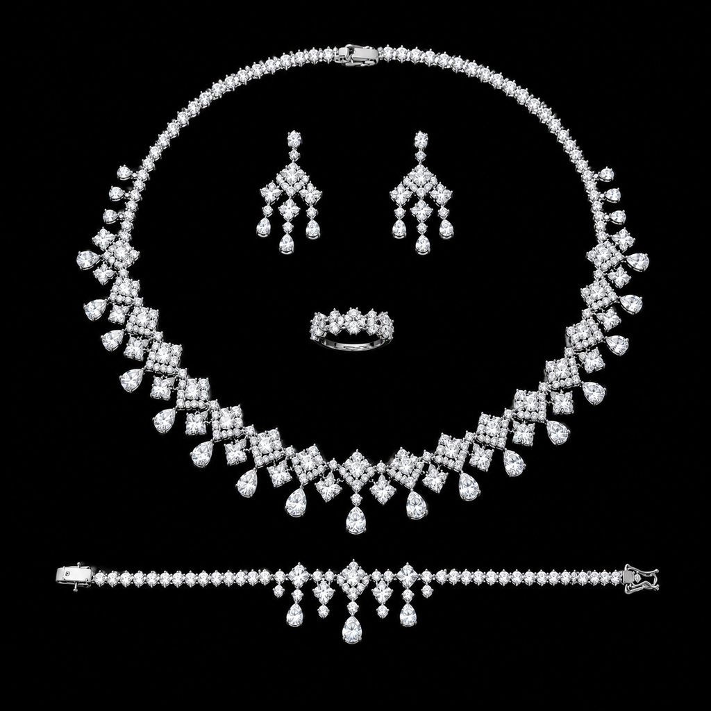 Radiant Square and Pear-Cut Crystals Set