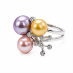 Tricolor Pearl Blossom Ring