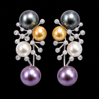 Multicolor Pearl & Crystal Cluster Drop Earrings