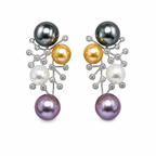 Multicolor Pearl & Crystal Cluster Drop Earrings