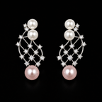 Alloy Zircon Pearl Drop Earrings