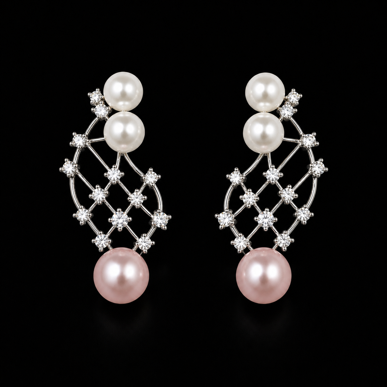 Alloy Zircon Pearl Drop Earrings