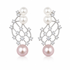 Alloy Zircon Pearl Drop Earrings
