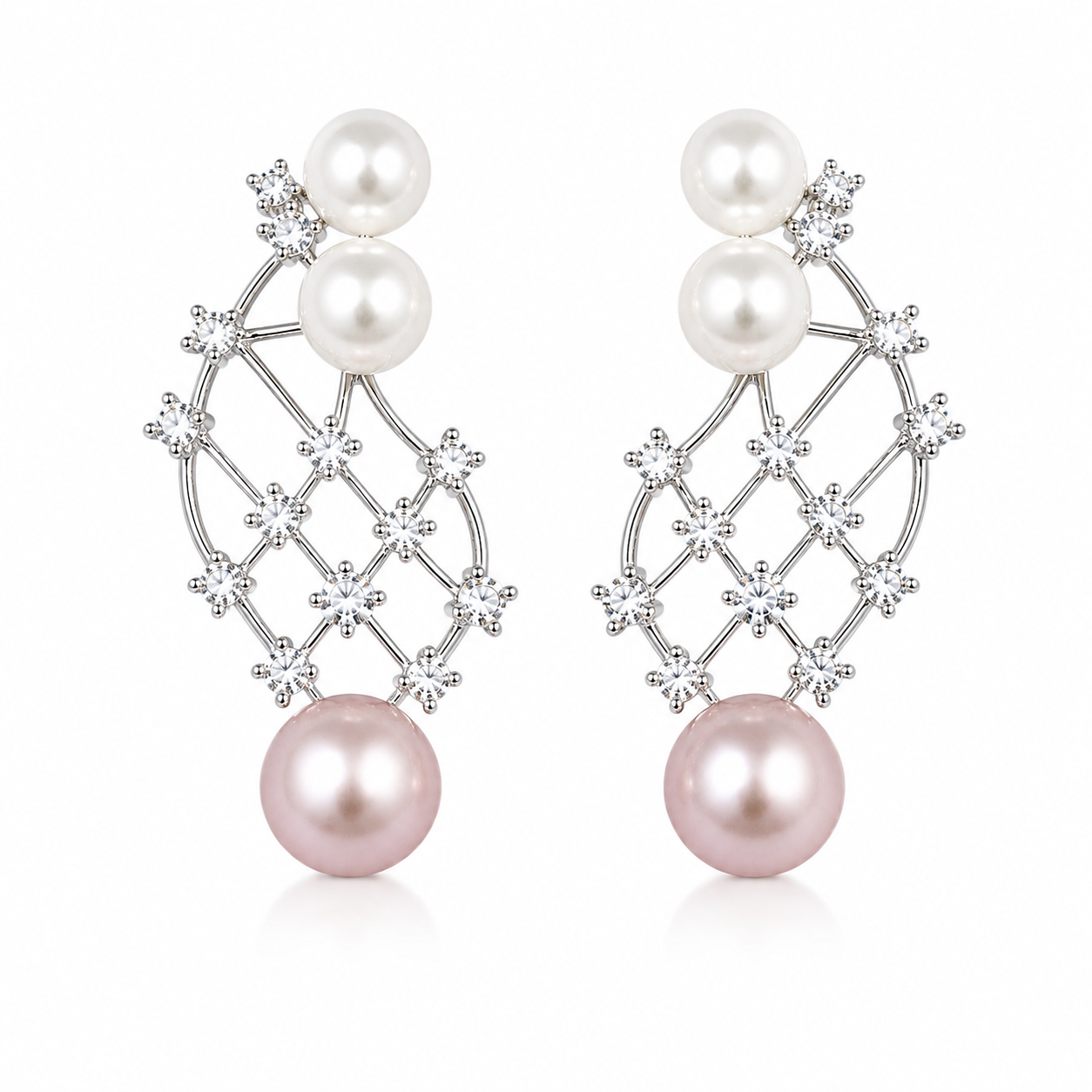 Alloy Zircon Pearl Drop Earrings