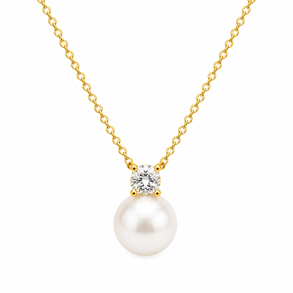 Gold-Plated Lattice Pearl Necklace