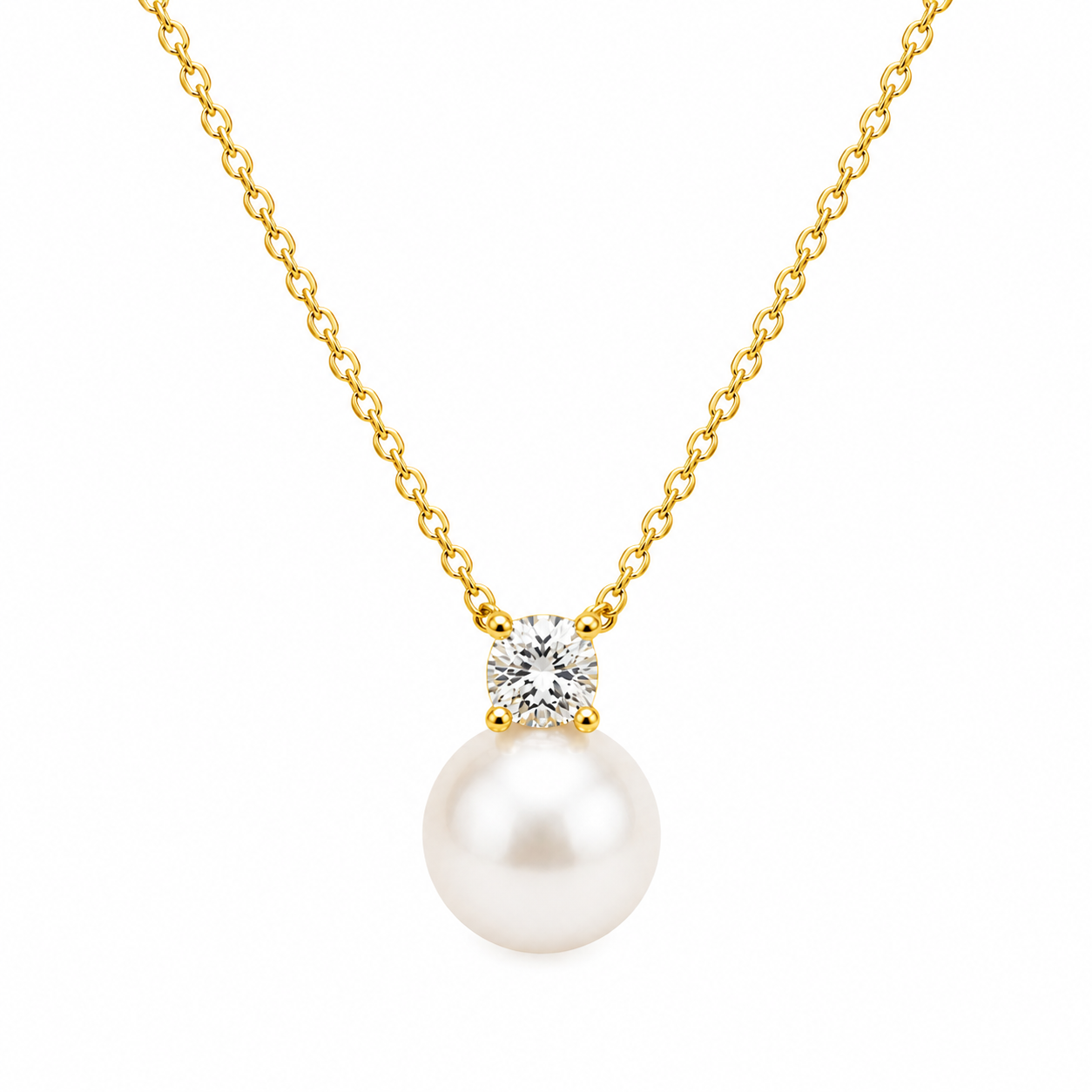 Gold-Plated Lattice Pearl Necklace