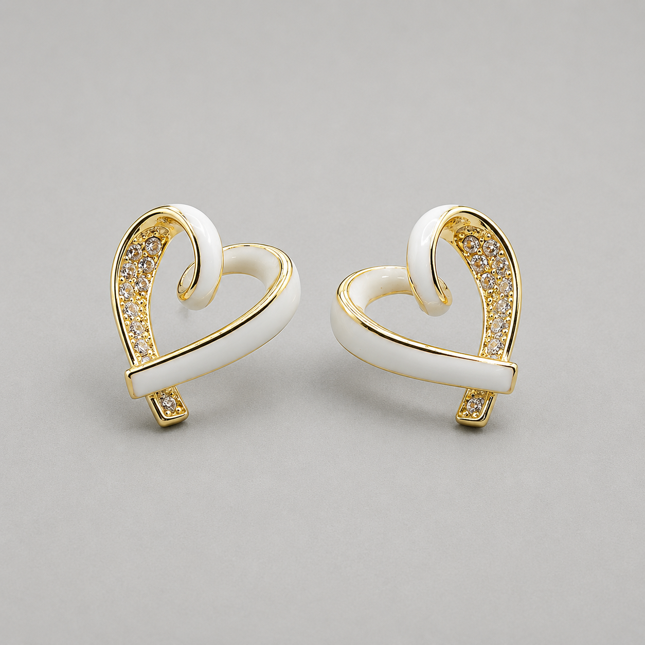 Timeless Crystal Heart Stud Earrings