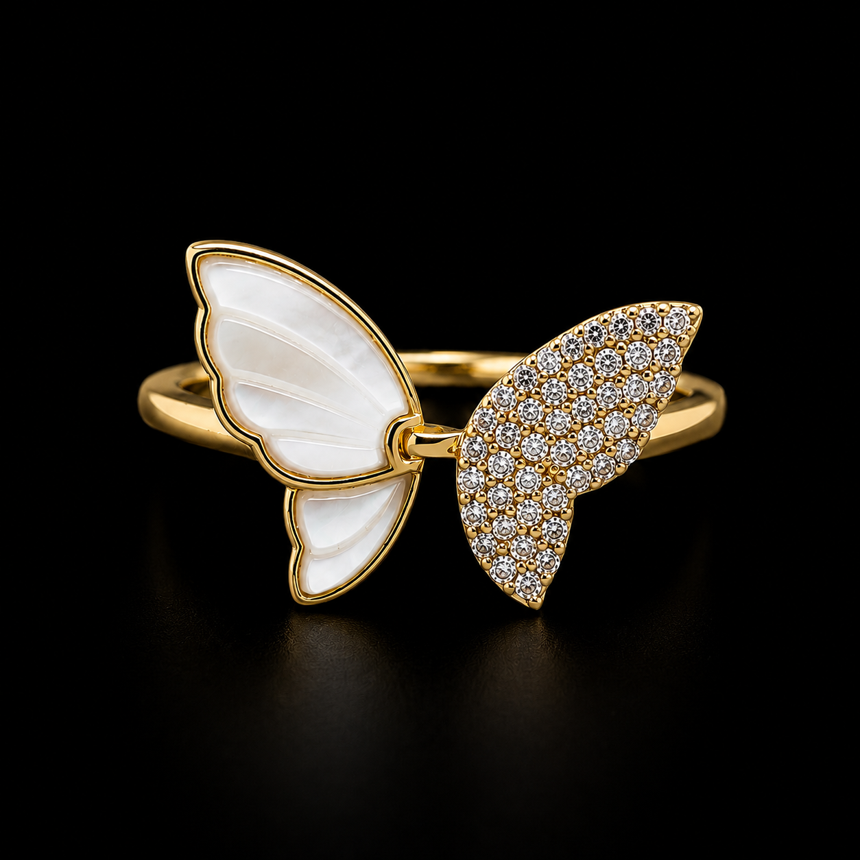 Modern Golden Shell Butterfly Ring