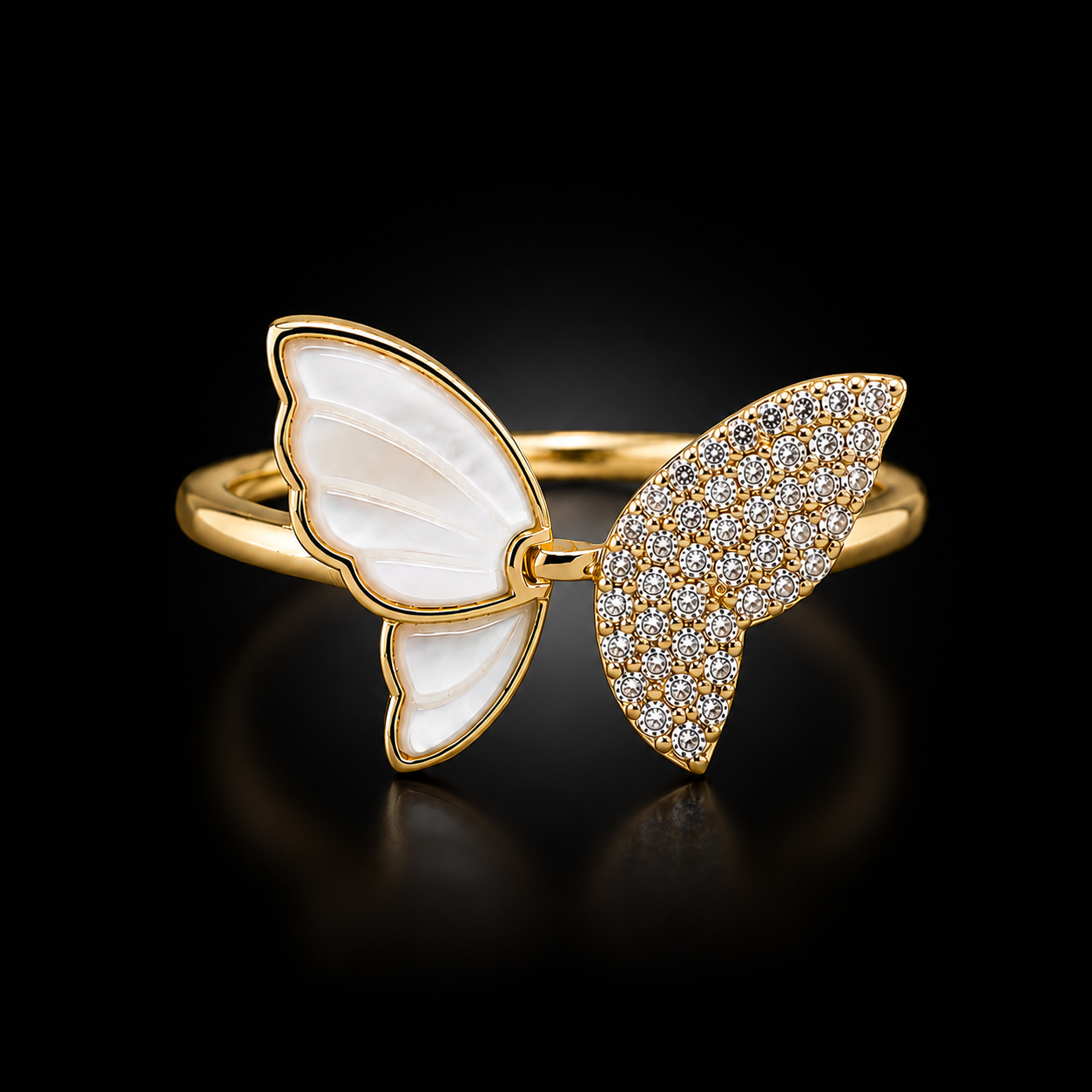 Modern Golden Shell Butterfly Ring