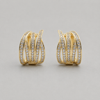 Shimmering Gold Layered Hoop Earrings