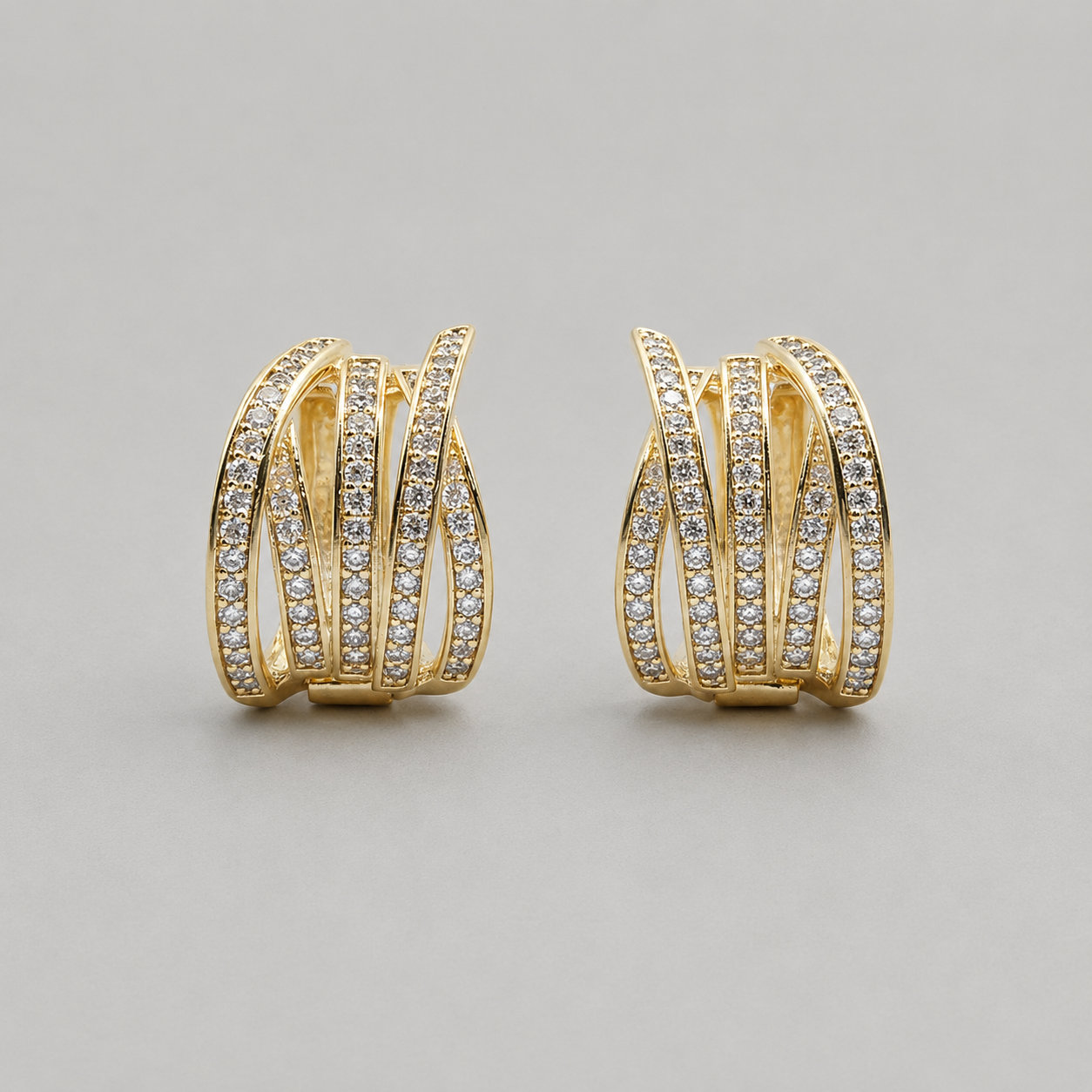 Shimmering Gold Layered Hoop Earrings