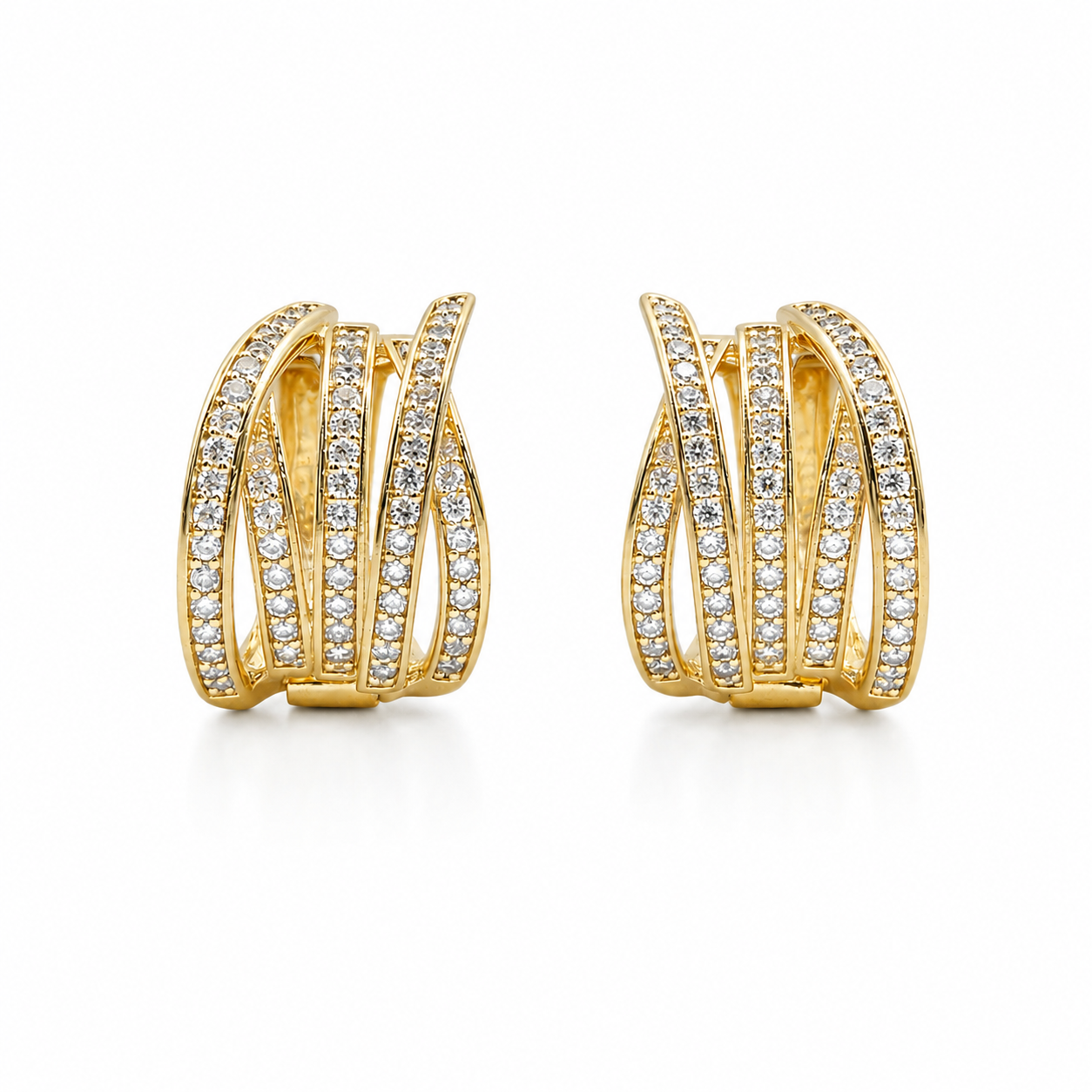 Shimmering Gold Layered Hoop Earrings