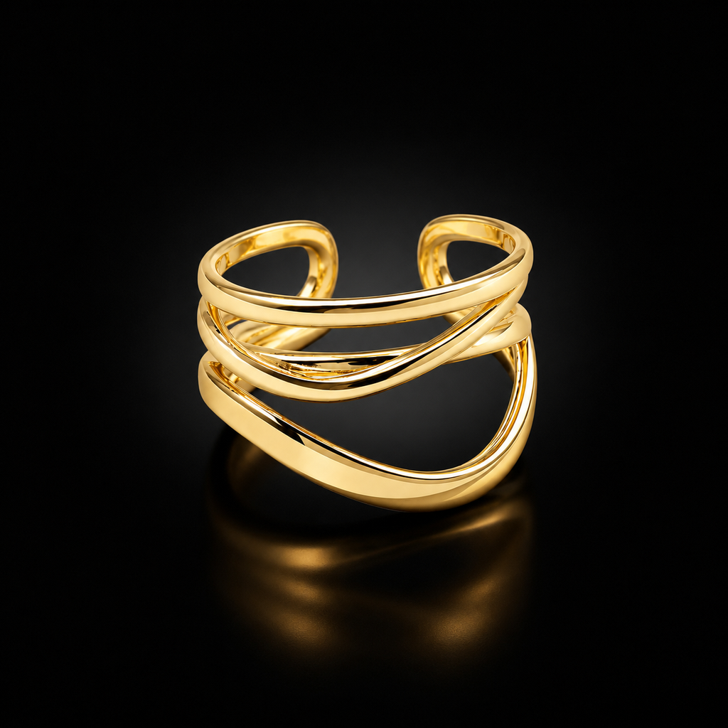 Modern Gold Architectural Statement Ring