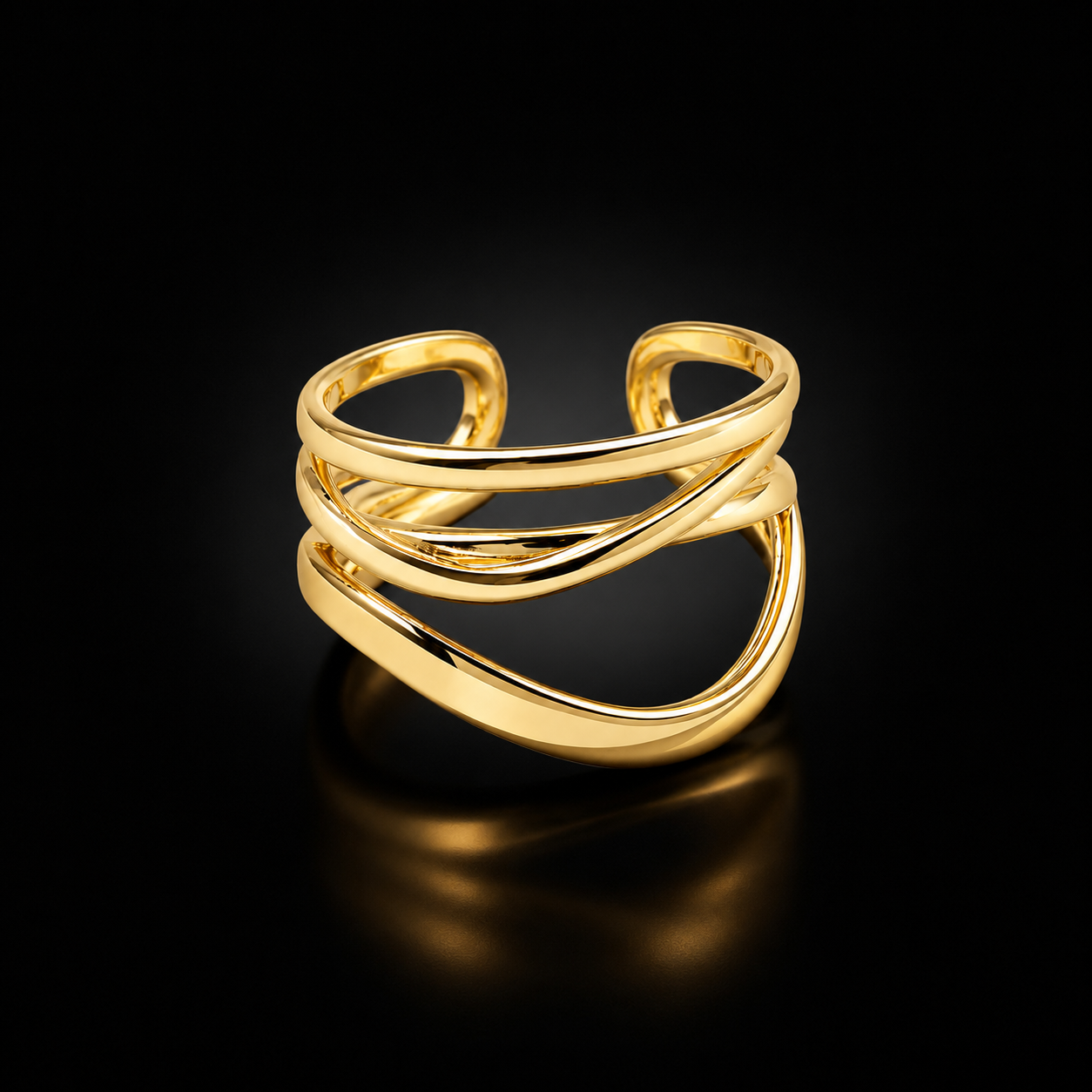 Modern Gold Architectural Statement Ring