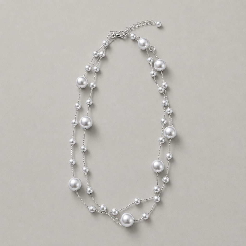 Sleek Silver-Toned Station Necklace