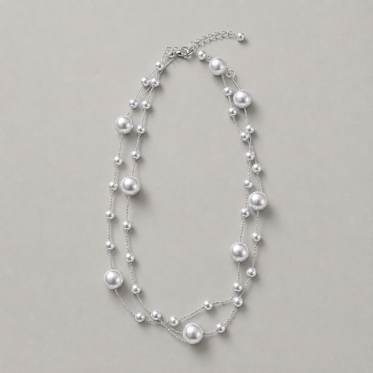 Sleek Silver-Toned Station Necklace