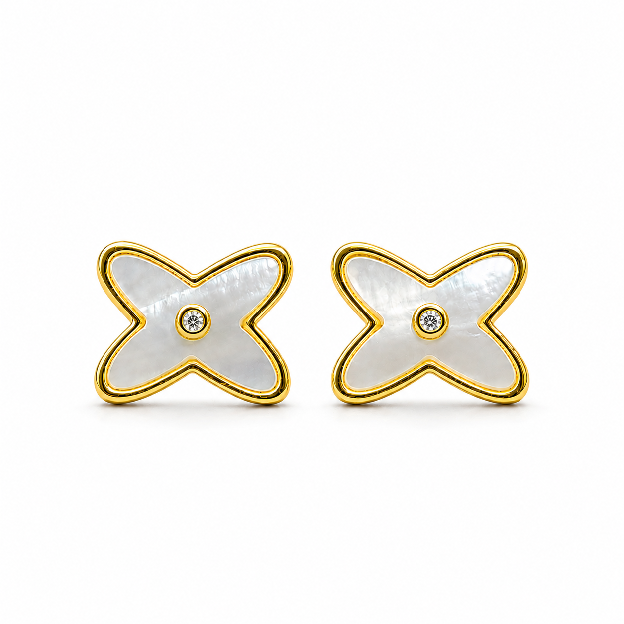 Elegant Shell Inlay Gold Studs