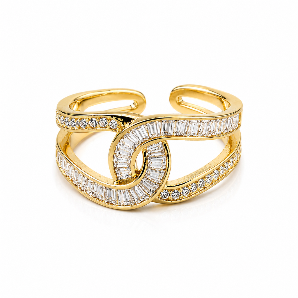 Modern Gold Interlocking Crystal Ring