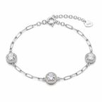 Sterling Silver Triple Halo Bracelet