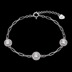 Sterling Silver Triple Halo Bracelet