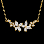 Sparkling Floral Silver Pendant Necklace - GOLD