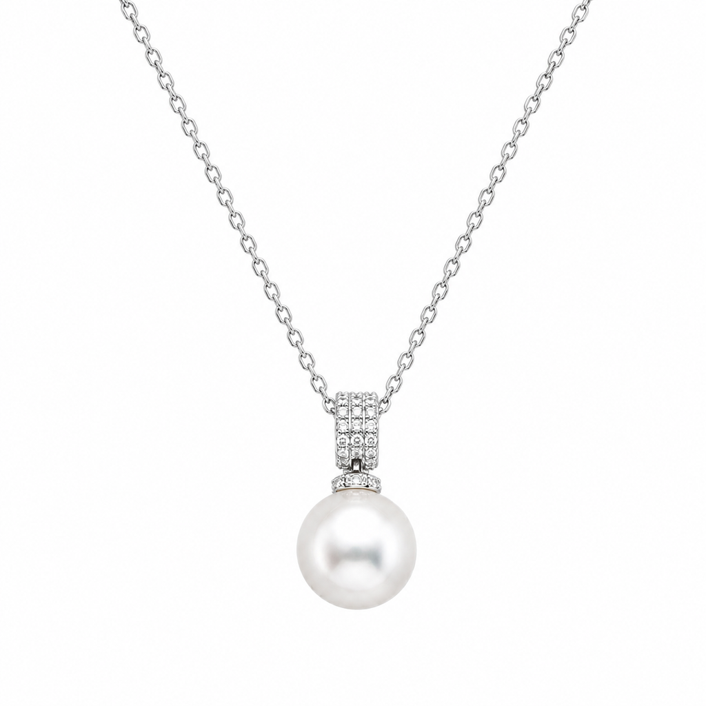 Sparkling Floral Silver Pendant Necklace - Silver
