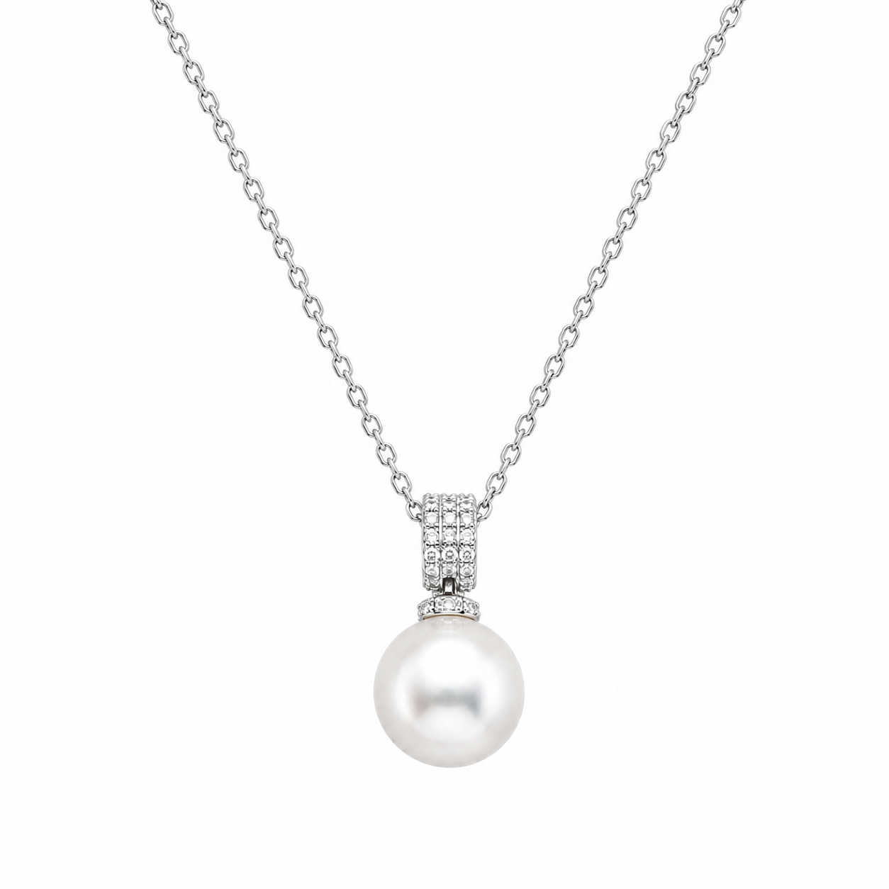 Sparkling Floral Silver Pendant Necklace - Silver
