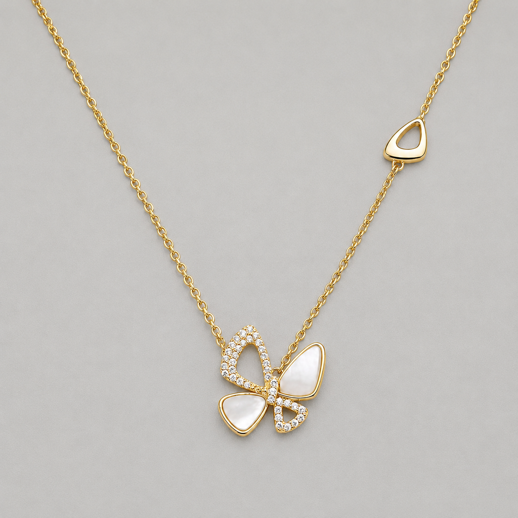 Iridescent Silver Butterfly Pendant