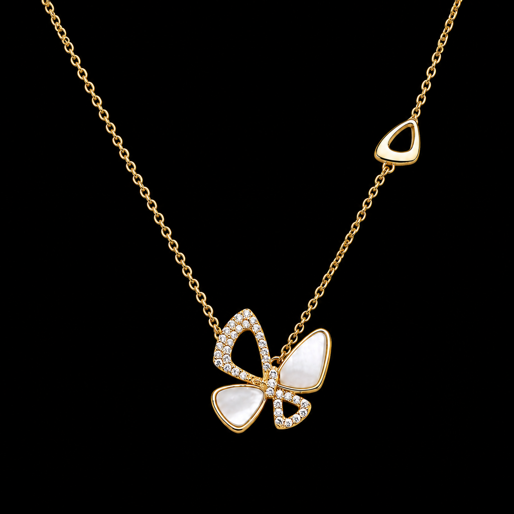Iridescent Silver Butterfly Pendant