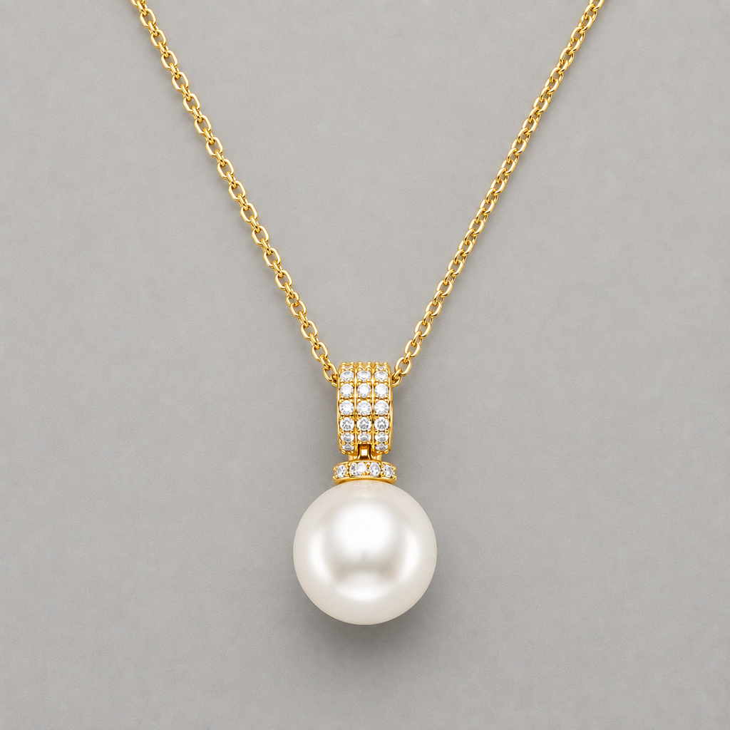 Sparkling Floral Silver Pendant Necklace - Gold