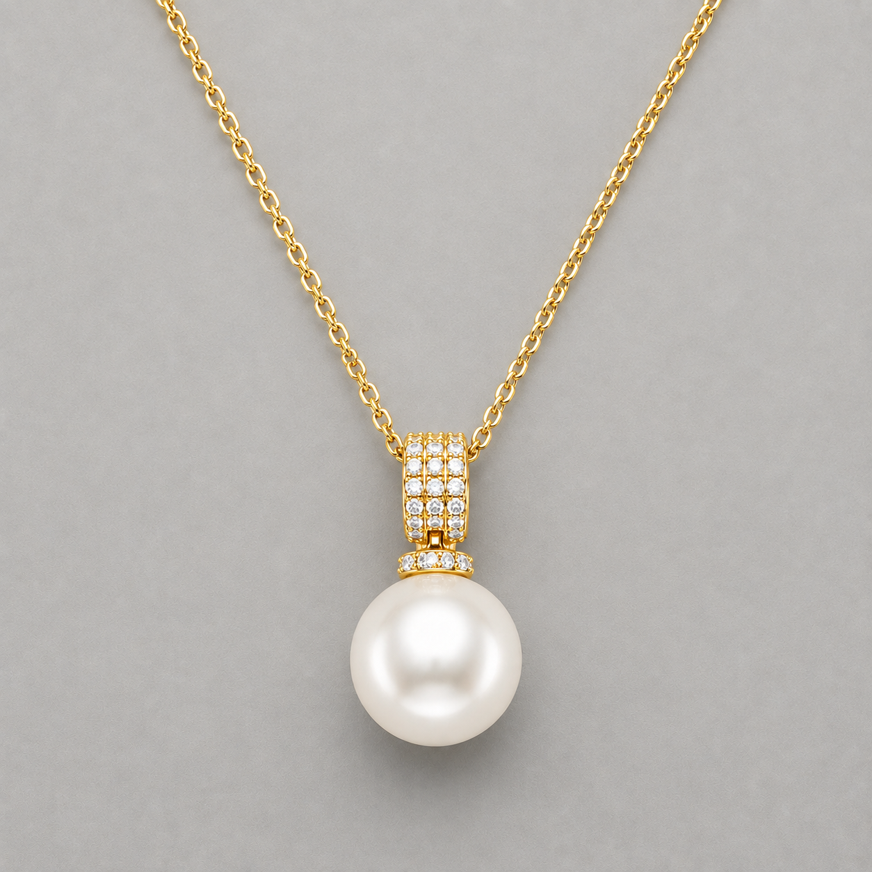 Sparkling Floral Silver Pendant Necklace - Gold