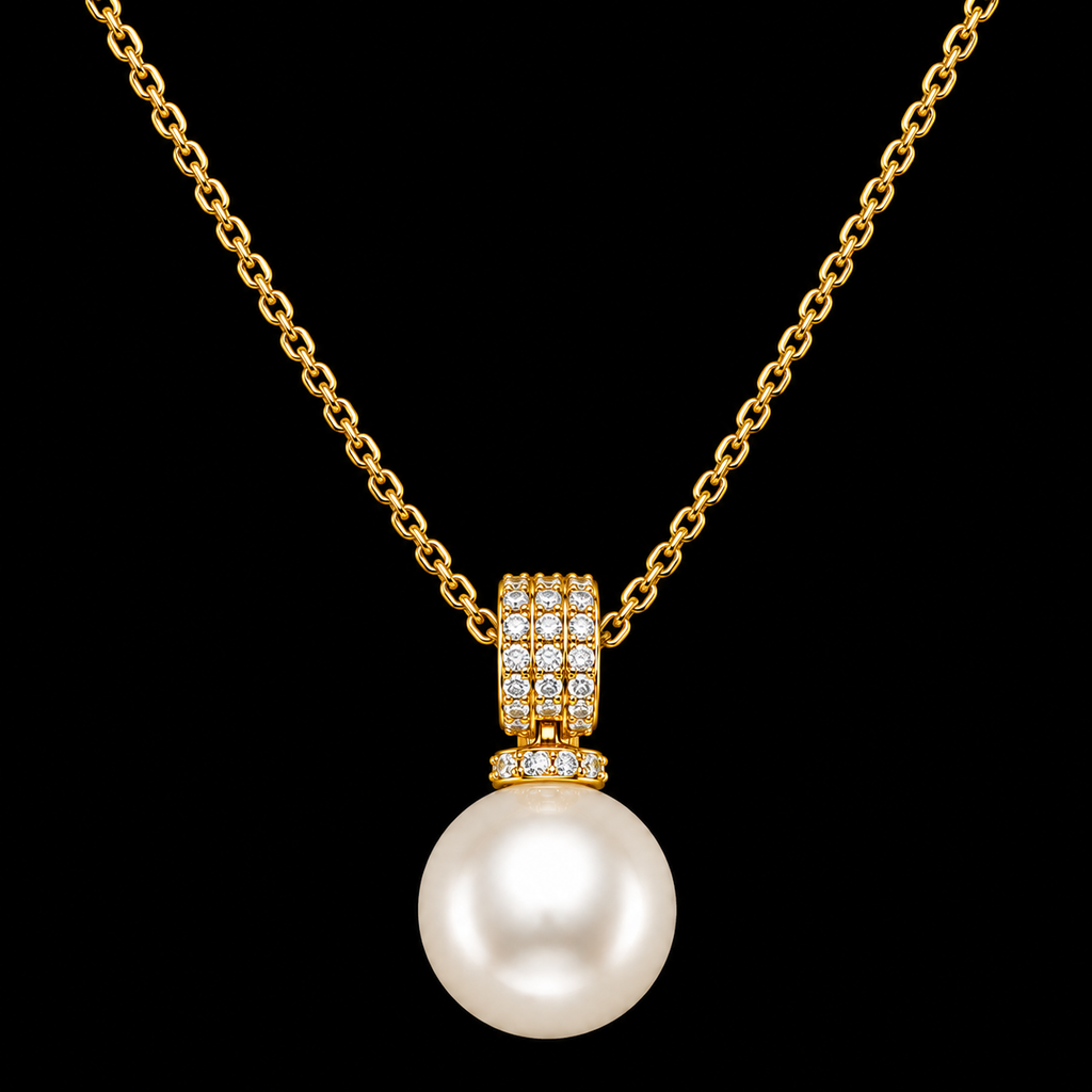 Sparkling Floral Silver Pendant Necklace - Gold