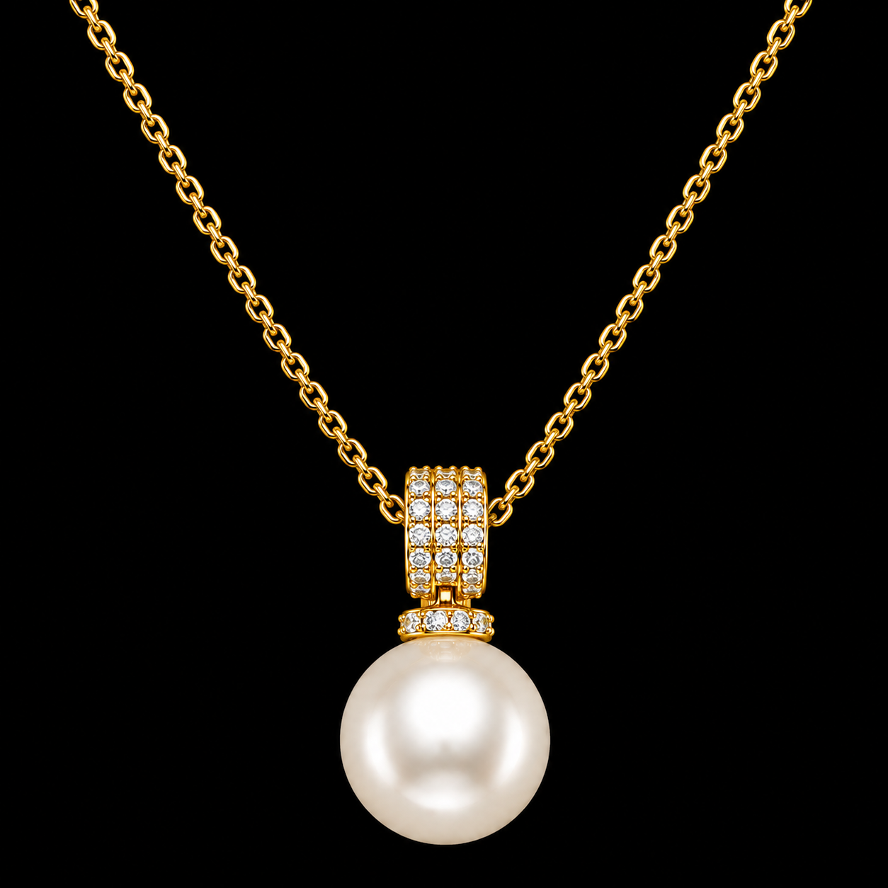 Sparkling Floral Silver Pendant Necklace - Gold
