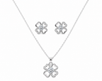 Silver Four-Leaf Clover Jewelry Set