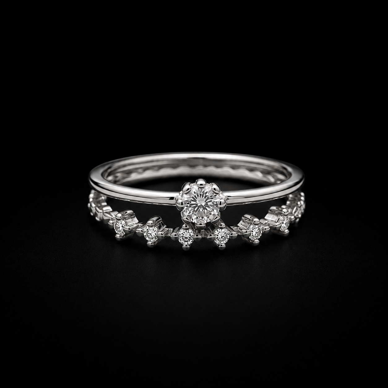 Sterling Silver Starburst Tiara Ring