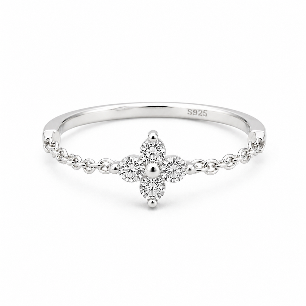 Sterling Silver Starburst Chain Ring