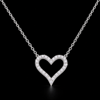 Sterling Silver Open Heart Necklace