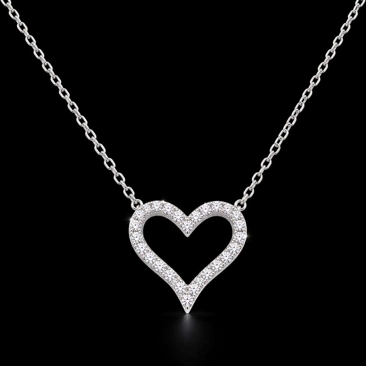 Sterling Silver Open Heart Necklace